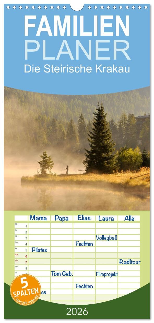 Familienplaner 2026 - Die Steirische Krakau mit 5 Spalten (Wandkalender, 21 cm x 45 cm), CALVENDO Photography