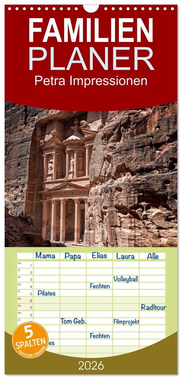 Familienplaner 2026 - Petra Impressionen mit 5 Spalten (Wandkalender, 21 cm x 45 cm), CALVENDO Leisure, Home & Garden