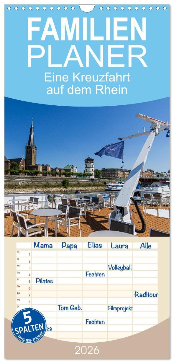 Familienplaner 2026 - Eine Kreuzfahrt auf dem Rhein mit 5 Spalten (Wandkalender, 21 cm x 45 cm), CALVENDO Leisure, Home & Garden