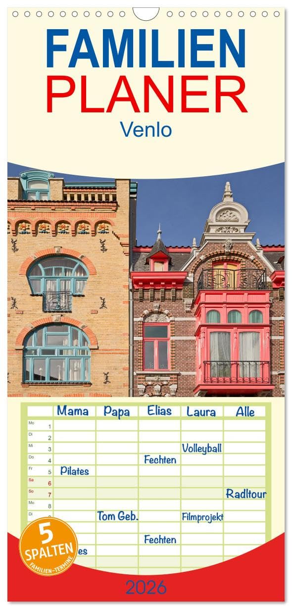 Familienplaner 2026 - Venlo mit 5 Spalten (Wandkalender, 21 cm x 45 cm), CALVENDO Business & Technology