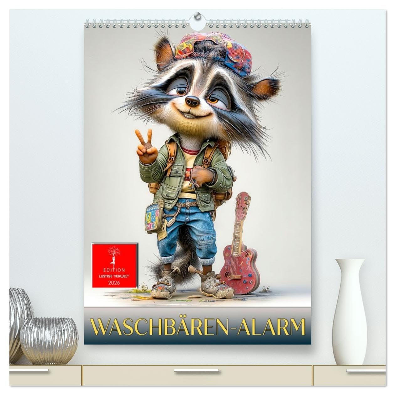 Waschbären Alarm (hochwertiger Premium Wandkalender 2026 DIN A2 hoch), Kunstdruck in Hochglanz Living & Furnishing