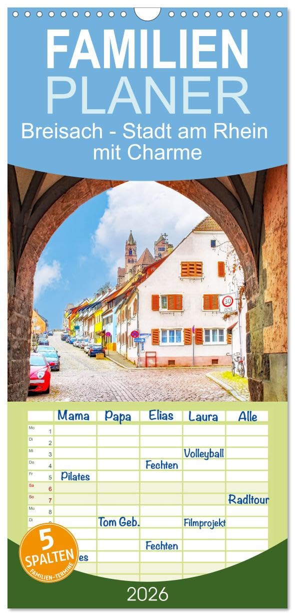 Familienplaner 2026 - Breisach - Stadt am Rhein mit Charme mit 5 Spalten (Wandkalender, 21 cm x 45 cm), CALVENDO Social Sciences