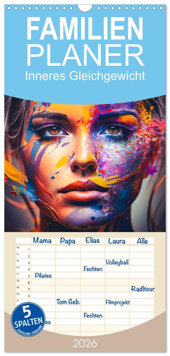 Familienplaner 2026 - Inneres Gleichgewicht mit 5 Spalten (Wandkalender, 21 cm x 45 cm), CALVENDO Lifestyle