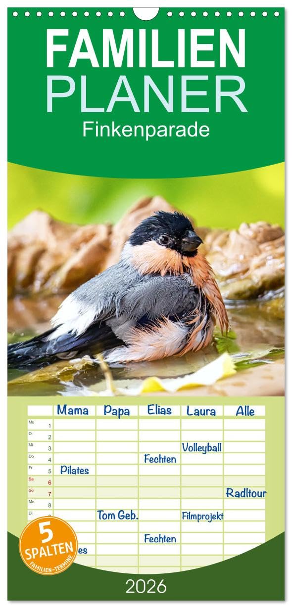 Familienplaner 2026 - Finkenparade mit 5 Spalten (Wandkalender, 21 cm x 45 cm), CALVENDO Social Sciences