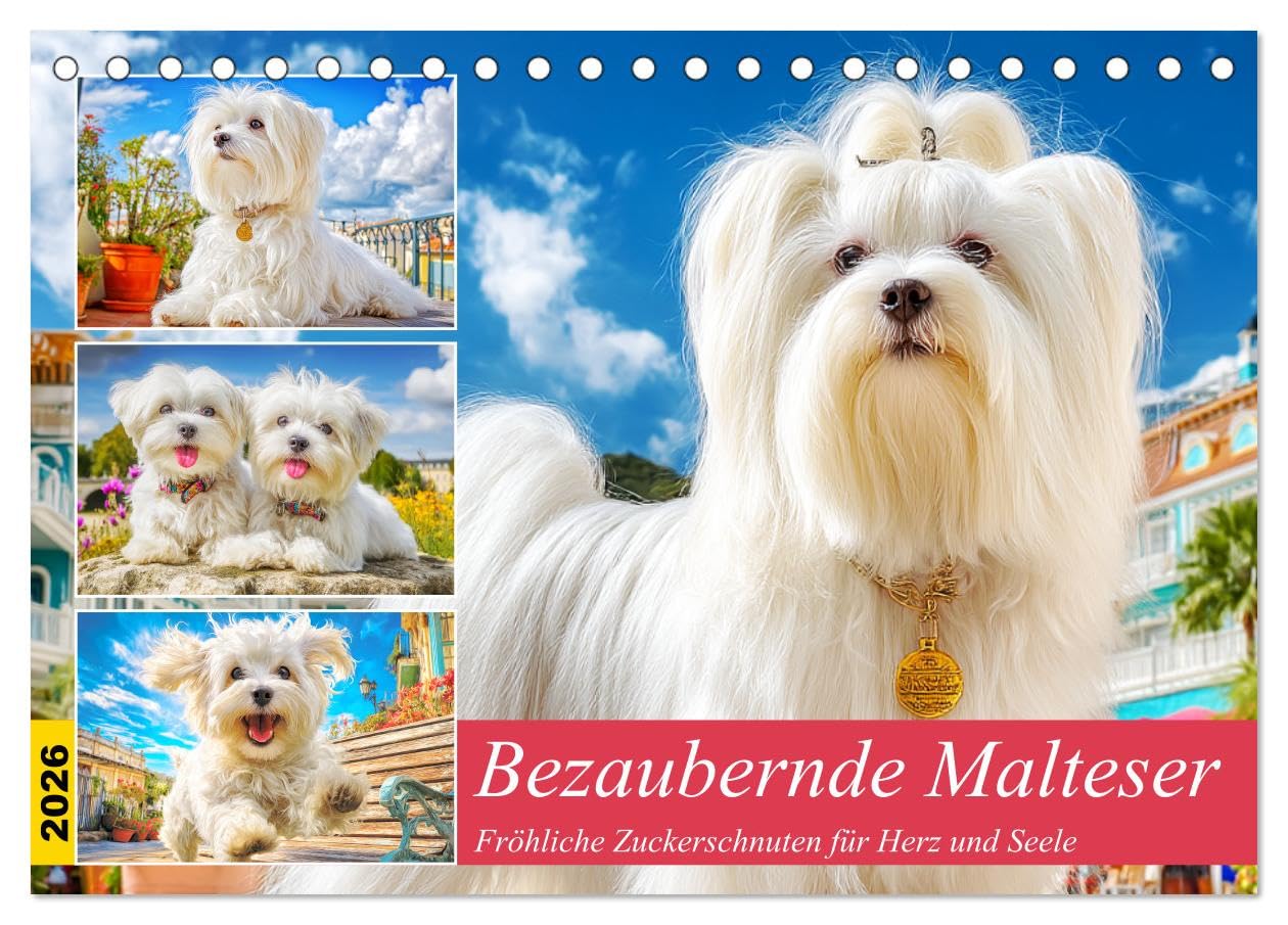 Bezaubernde Malteser. Fröhliche Zuckerschnuten für Herz und Seele (Tischkalender 2026 DIN A5 quer), CALVENDO Monatskalender Living & Furnishing