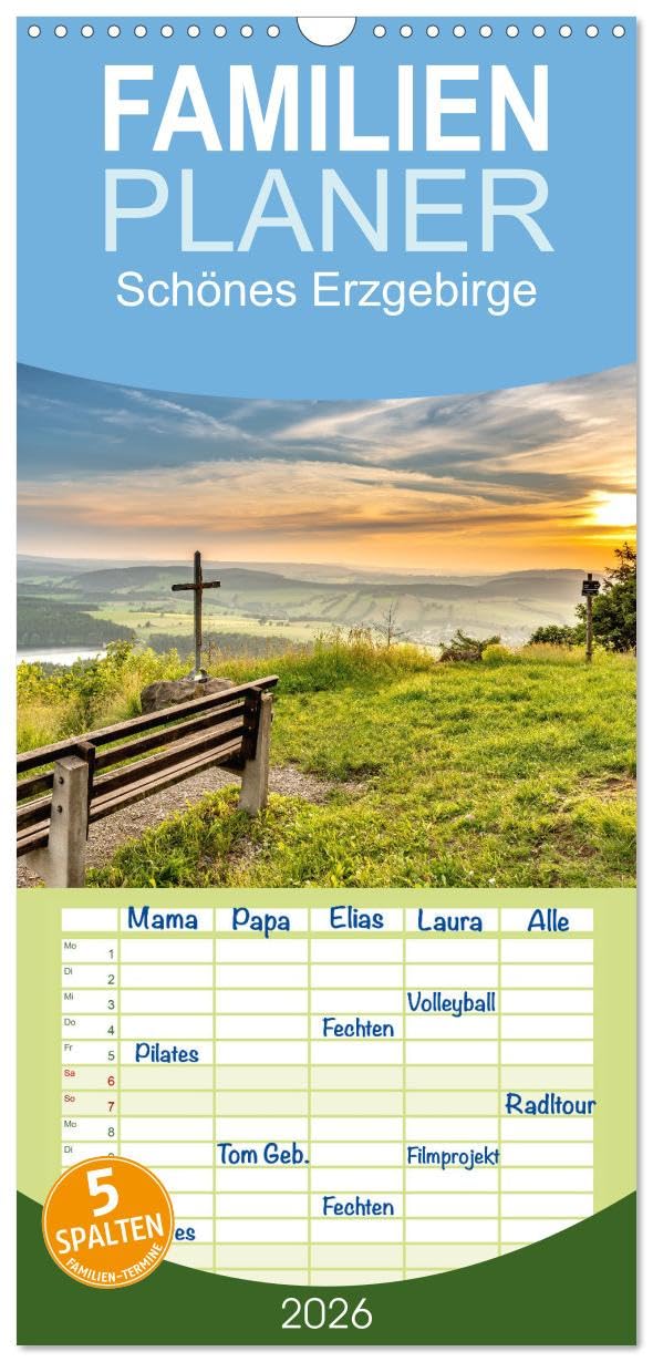 Familienplaner 2026 - Schönes Erzgebirge mit 5 Spalten (Wandkalender, 21 cm x 45 cm), CALVENDO Photography