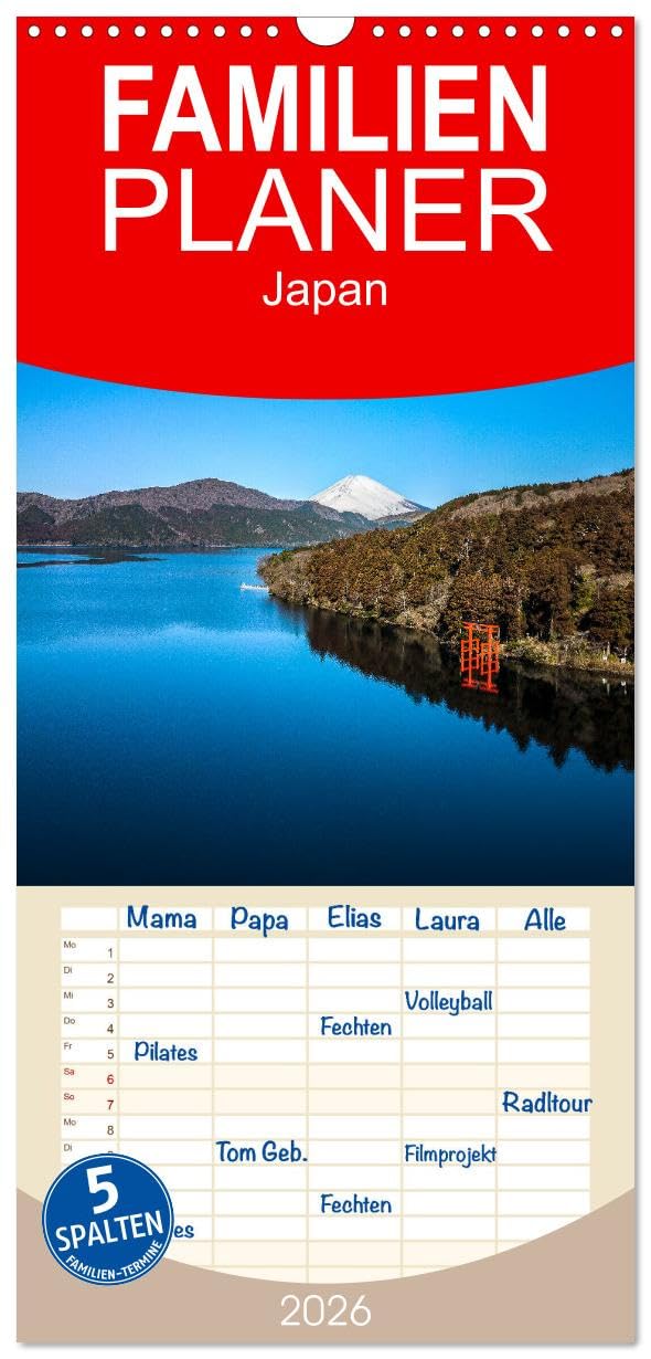 Familienplaner 2026 - Japan - zwischen Tradition und Moderne mit 5 Spalten (Wandkalender, 21 cm x 45 cm), CALVENDO Leisure, Home & Garden
