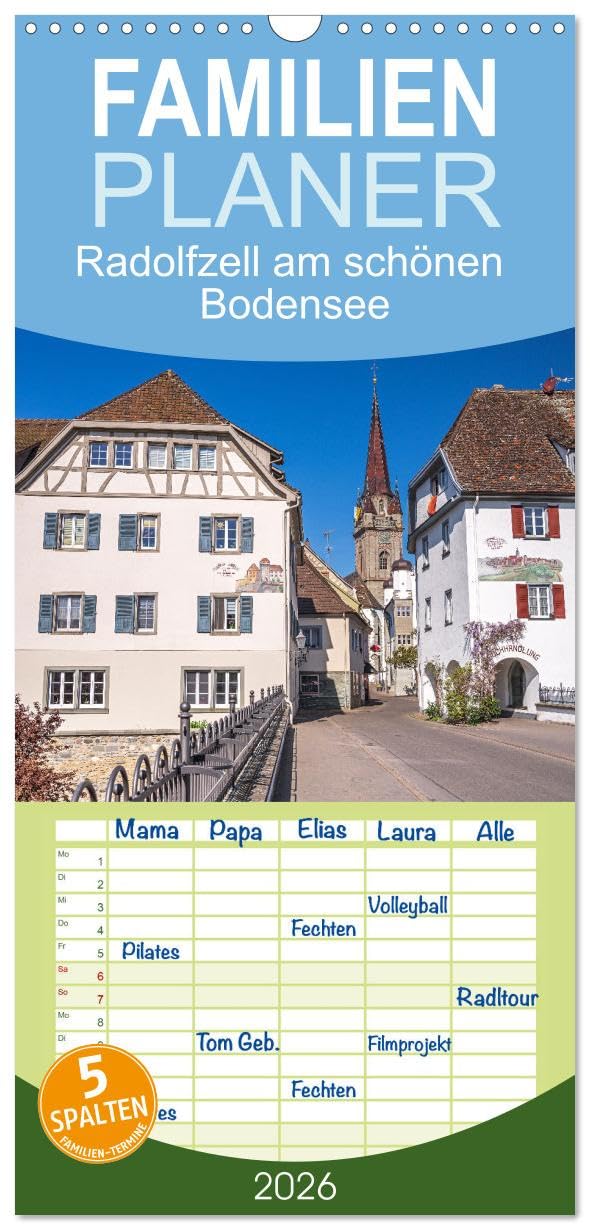 Familienplaner 2026 - Radolfzell am schönen Bodensee mit 5 Spalten (Wandkalender, 21 cm x 45 cm), CALVENDO Photography