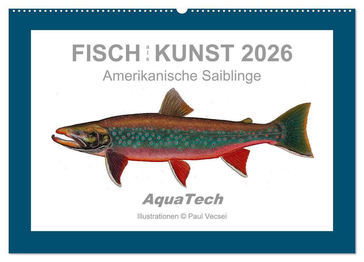 Fisch als Kunst 2026: Amerikanische Saiblinge (Wandkalender 2026 DIN A2 quer), CALVENDO Monatskalender Natural Sciences