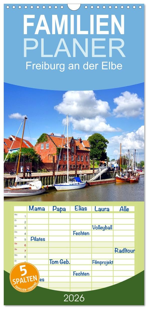 Familienplaner 2026 - Freiburg an der Elbe mit 5 Spalten (Wandkalender, 21 cm x 45 cm), CALVENDO Leisure & Fun