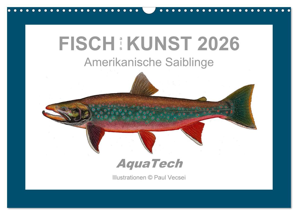 Fisch als Kunst 2026: Amerikanische Saiblinge (Wandkalender 2026 DIN A3 quer), CALVENDO Monatskalender Natural Sciences