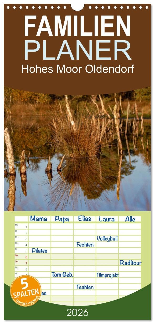 Familienplaner 2026 - Hohes Moor Oldendorf mit 5 Spalten (Wandkalender, 21 cm x 45 cm), CALVENDO Calendars