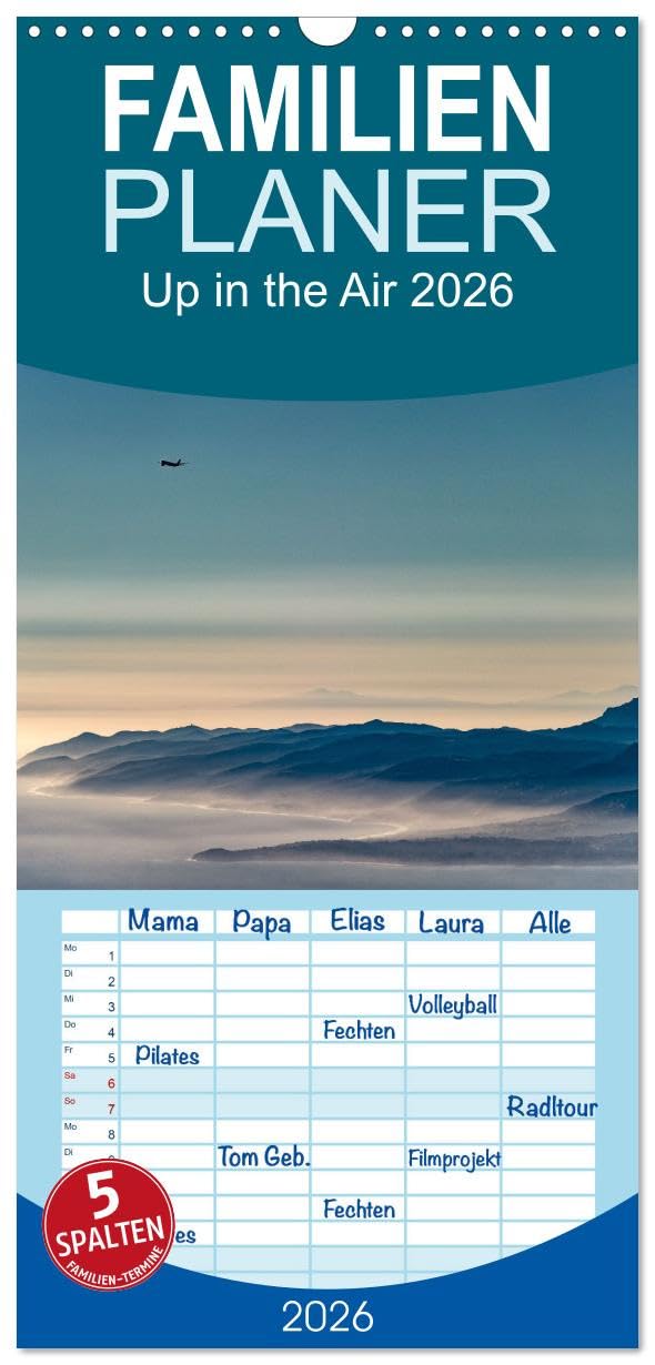 Familienplaner 2026 - Up in the Air 2026 mit 5 Spalten (Wandkalender, 21 cm x 45 cm), CALVENDO Leisure, Home & Garden
