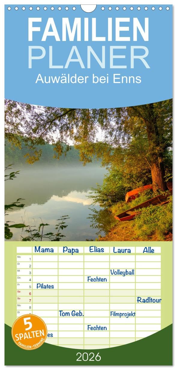 Familienplaner 2026 - Auwälder bei Enns mit 5 Spalten (Wandkalender, 21 cm x 45 cm), CALVENDO Photography