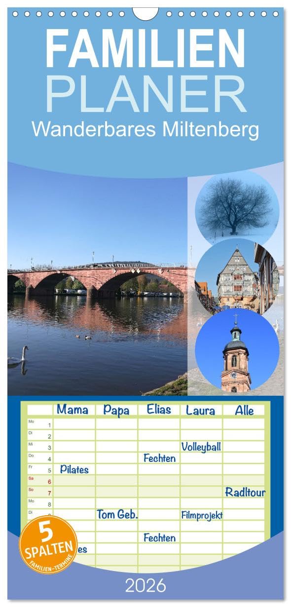 Familienplaner 2026 - Wanderbares Miltenberg mit 5 Spalten (Wandkalender, 21 cm x 45 cm), CALVENDO Business & Technology