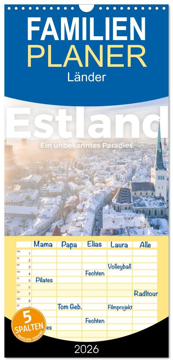 Familienplaner 2026 - Estland - Ein unbekanntes Paradies. mit 5 Spalten (Wandkalender, 21 cm x 45 cm), CALVENDO Leisure, Home & Garden