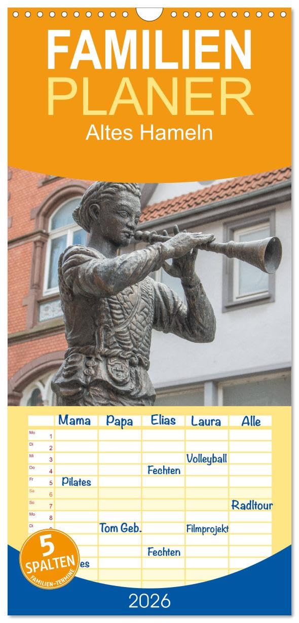 Familienplaner 2026 - Altes Hameln mit 5 Spalten (Wandkalender, 21 cm x 45 cm), CALVENDO Business & Technology