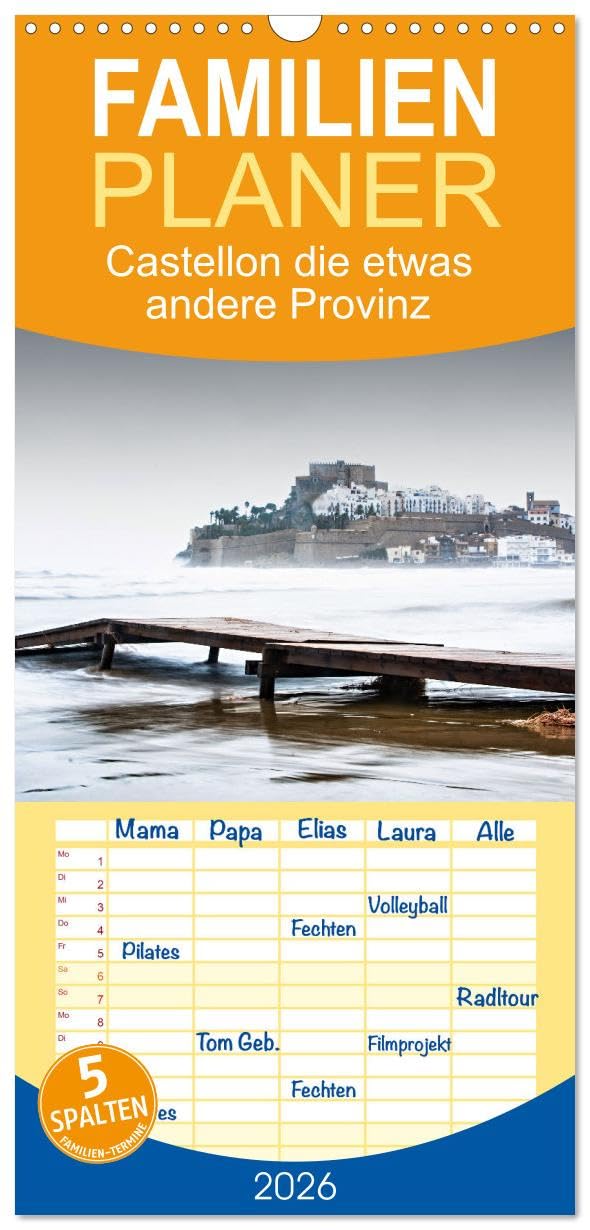 Familienplaner 2026 - Castellon die etwas andere Provinz mit 5 Spalten (Wandkalender, 21 cm x 45 cm), CALVENDO Leisure, Home & Garden