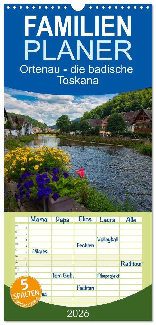 Familienplaner 2026 - Ortenau - die badische Toskana mit 5 Spalten (Wandkalender, 21 cm x 45 cm), CALVENDO Leisure, Home & Garden