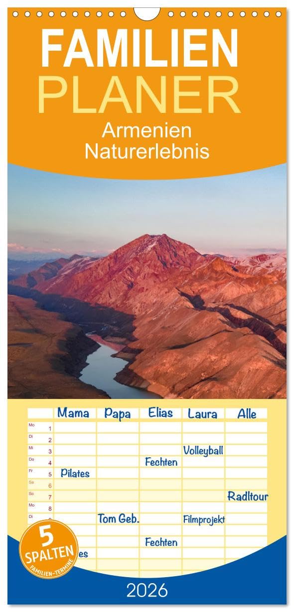 Familienplaner 2026 - Armenien - Ein wunderschönes Naturerlebnis. mit 5 Spalten (Wandkalender, 21 cm x 45 cm), CALVENDO Leisure, Home & Garden