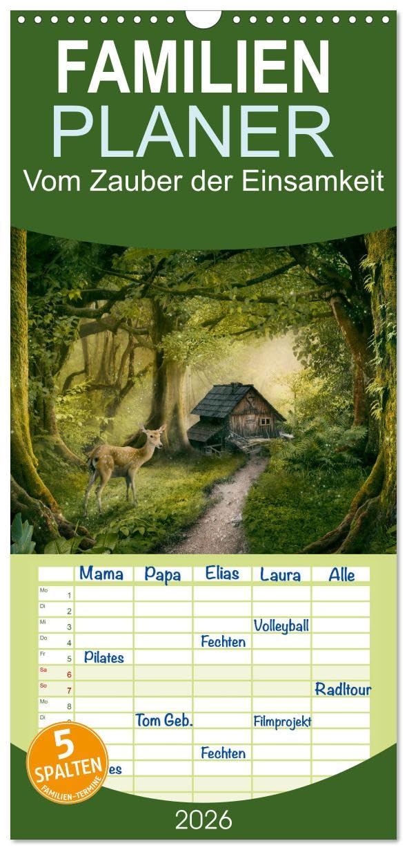 Familienplaner 2026 - Vom Zauber der Einsamkeit mit 5 Spalten (Wandkalender, 21 cm x 45 cm), CALVENDO Leisure, Home & Garden