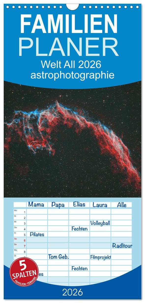 Familienplaner 2026 - Welt All 2026 astrophotographie mit 5 Spalten (Wandkalender, 21 cm x 45 cm), CALVENDO Leisure, Home & Garden
