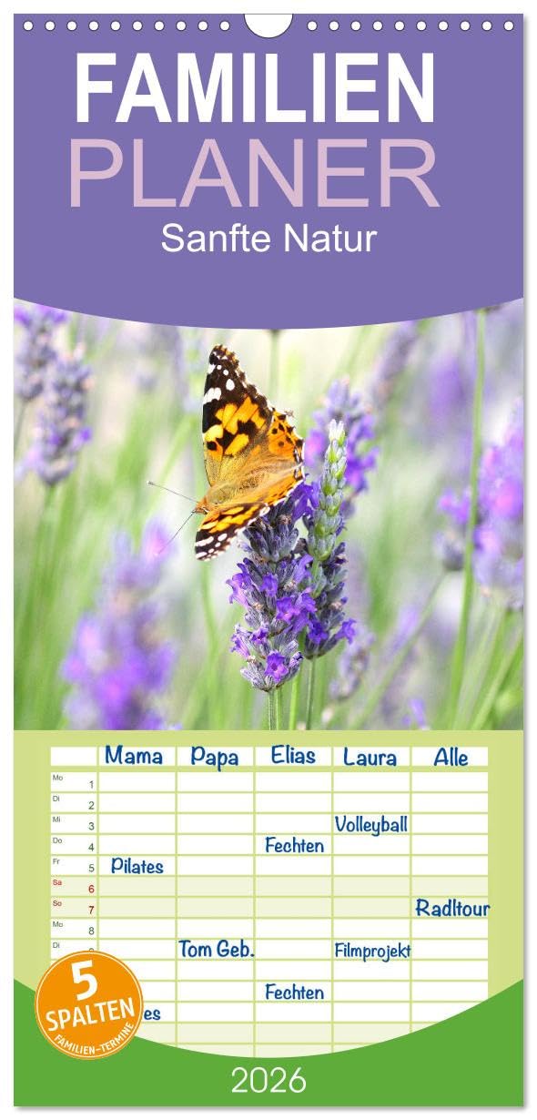 Familienplaner 2026 - Sanfte Natur mit 5 Spalten (Wandkalender, 21 cm x 45 cm), CALVENDO Business & Technology