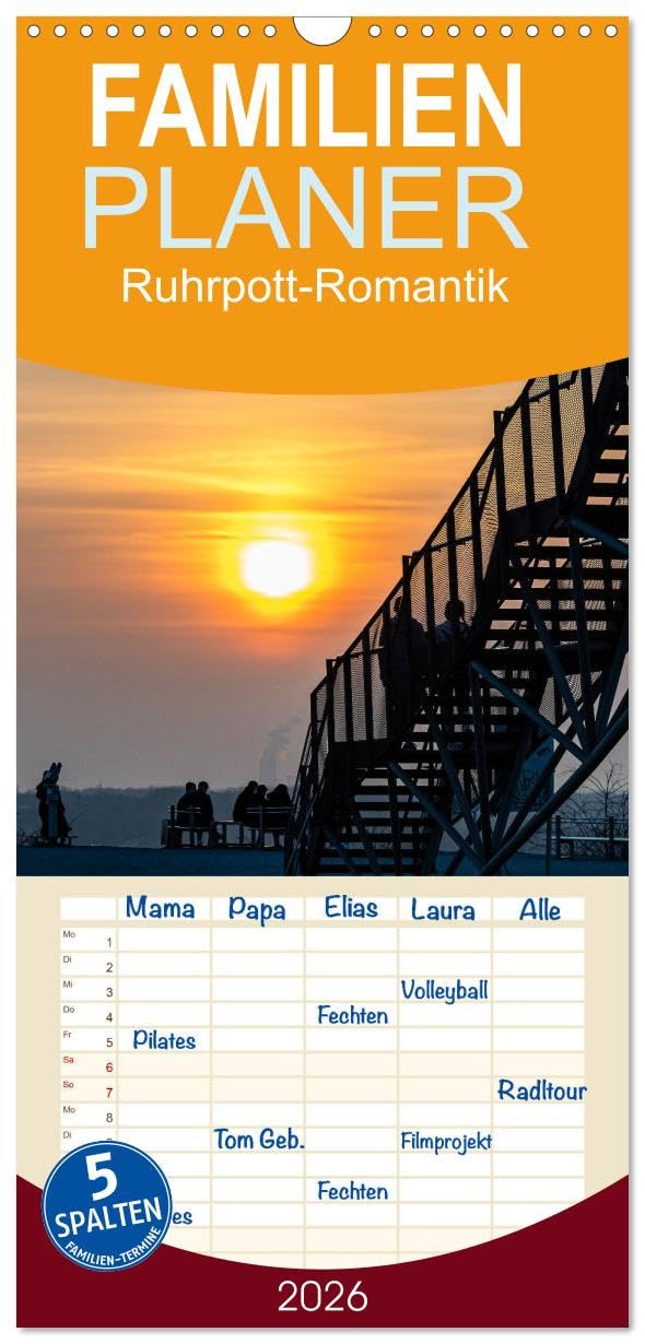 Familienplaner 2026 - Ruhrpott-Romantik mit 5 Spalten (Wandkalender, 21 cm x 45 cm), CALVENDO Photography