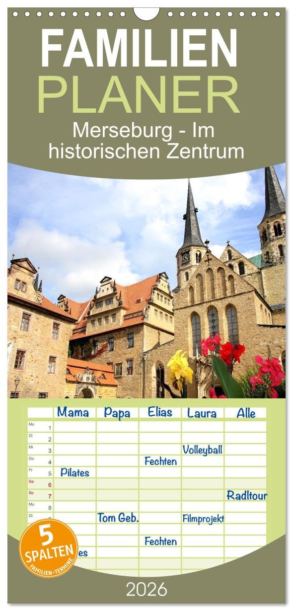 Familienplaner 2026 - Merseburg - Im historischen Zentrum mit 5 Spalten (Wandkalender, 21 cm x 45 cm), CALVENDO Business & Technology