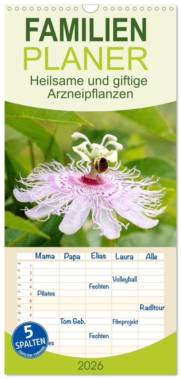 Familienplaner 2026 - Heilsame und giftige Arzneipflanzen mit 5 Spalten (Wandkalender, 21 cm x 45 cm), CALVENDO Business & Technology