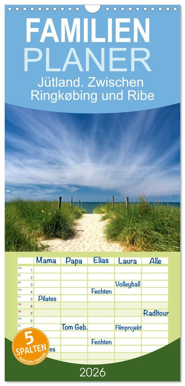 Familienplaner 2026 - Jütland. Zwischen Ringkøbing und Ribe mit 5 Spalten (Wandkalender, 21 cm x 45 cm), CALVENDO Leisure, Home & Garden