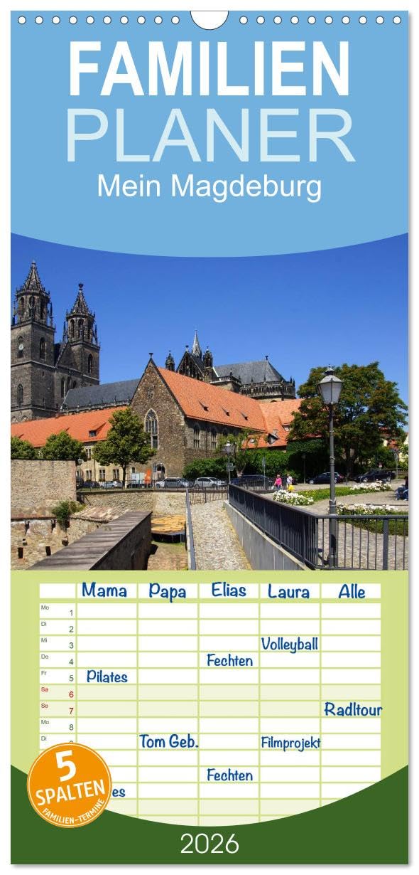 Familienplaner 2026 - Mein Magdeburg 2026 mit 5 Spalten (Wandkalender, 21 cm x 45 cm), CALVENDO Calendars