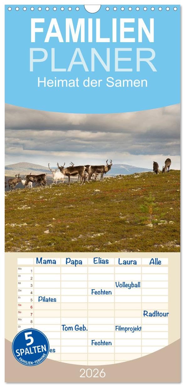 Familienplaner 2026 - Heimat der Samen mit 5 Spalten (Wandkalender, 21 cm x 45 cm), CALVENDO Leisure, Home & Garden