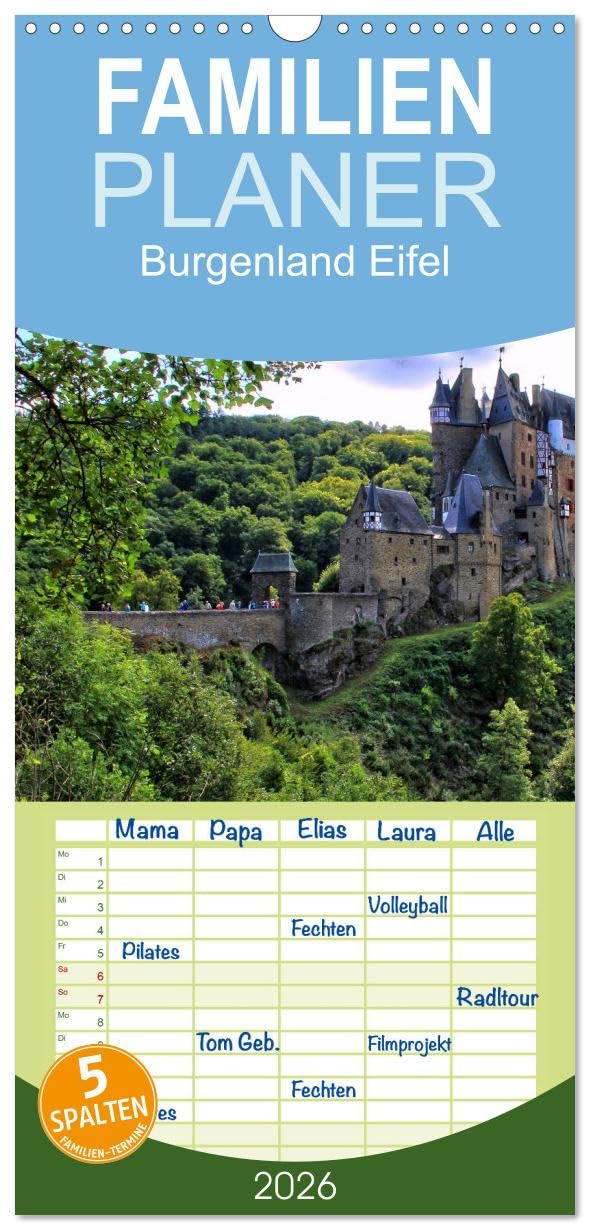 Familienplaner 2026 - Burgenland Eifel mit 5 Spalten (Wandkalender, 21 cm x 45 cm), CALVENDO Social Sciences