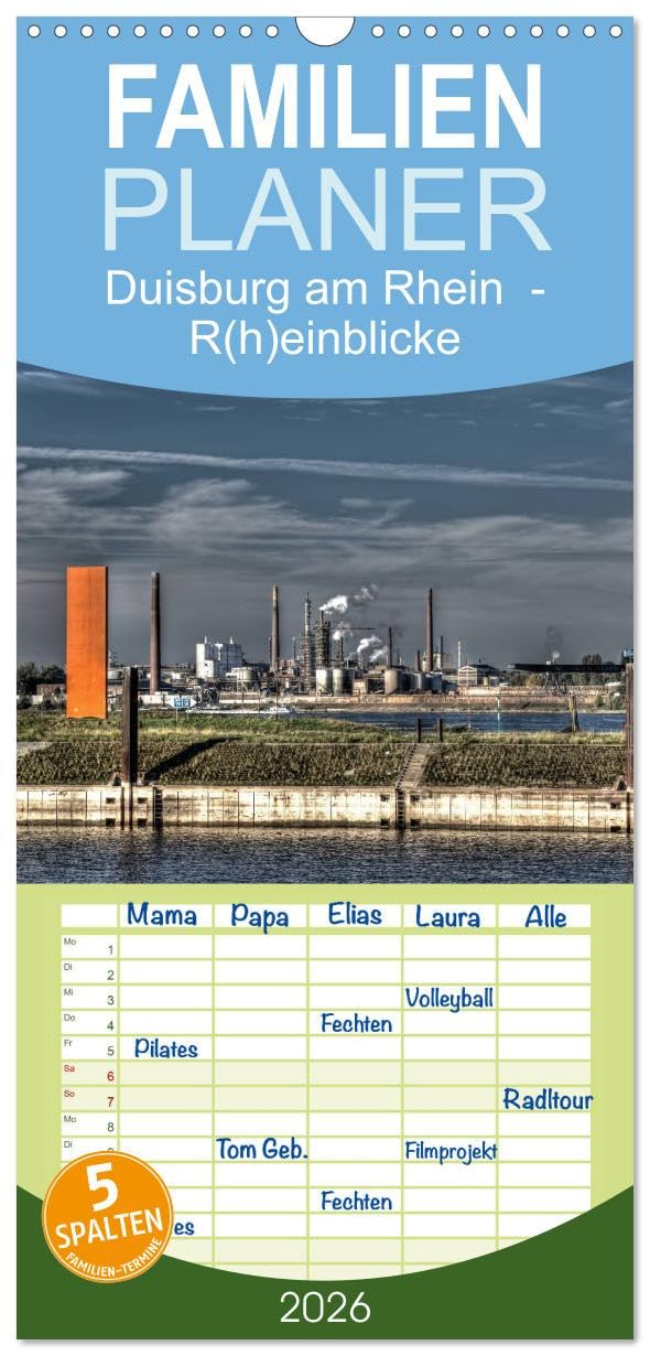 Familienplaner 2026 - Duisburg am Rhein - R mit 5 Spalten (Wandkalender, 21 cm x 45 cm), CALVENDO Photography