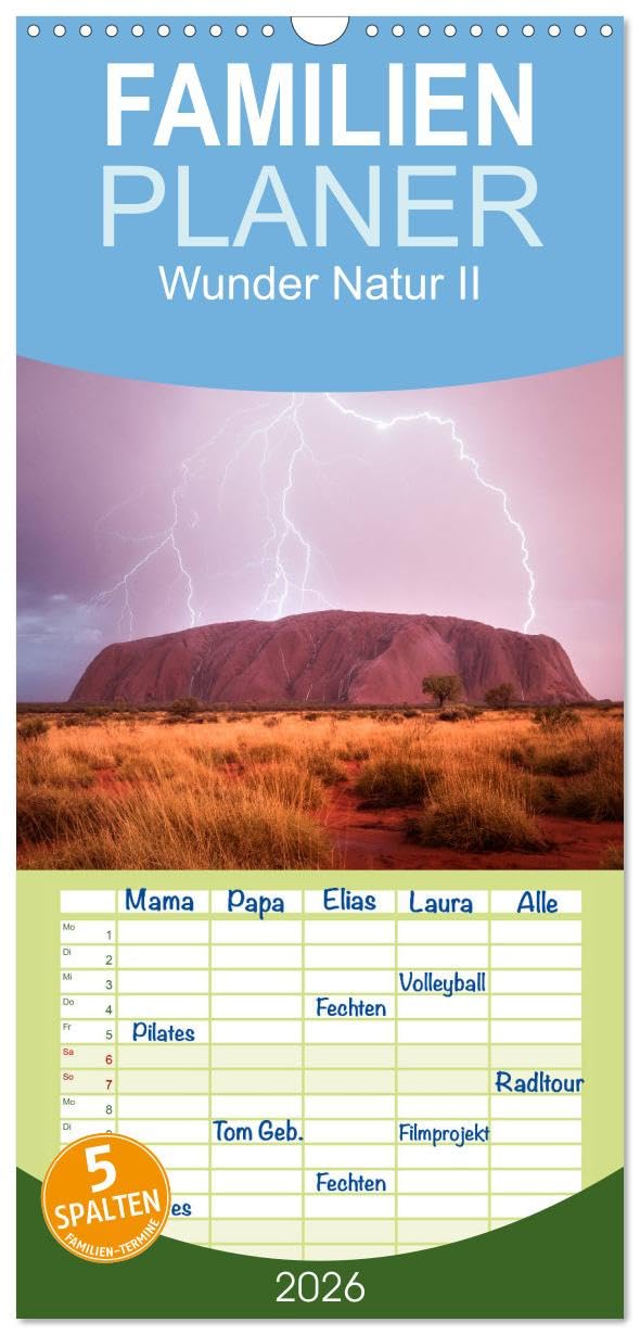Familienplaner 2026 - Wunder Natur II mit 5 Spalten (Wandkalender, 21 cm x 45 cm), CALVENDO Leisure, Home & Garden