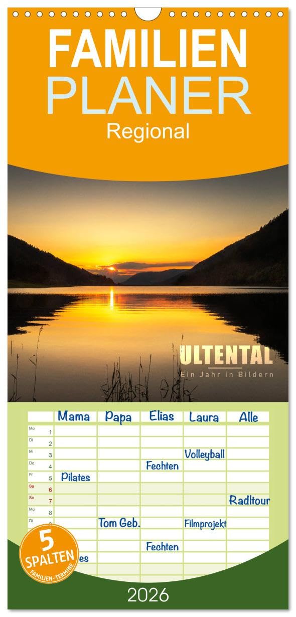 Familienplaner 2026 - Ultental - Ein Jahr in Bildern mit 5 Spalten (Wandkalender, 21 cm x 45 cm), CALVENDO Leisure, Home & Garden