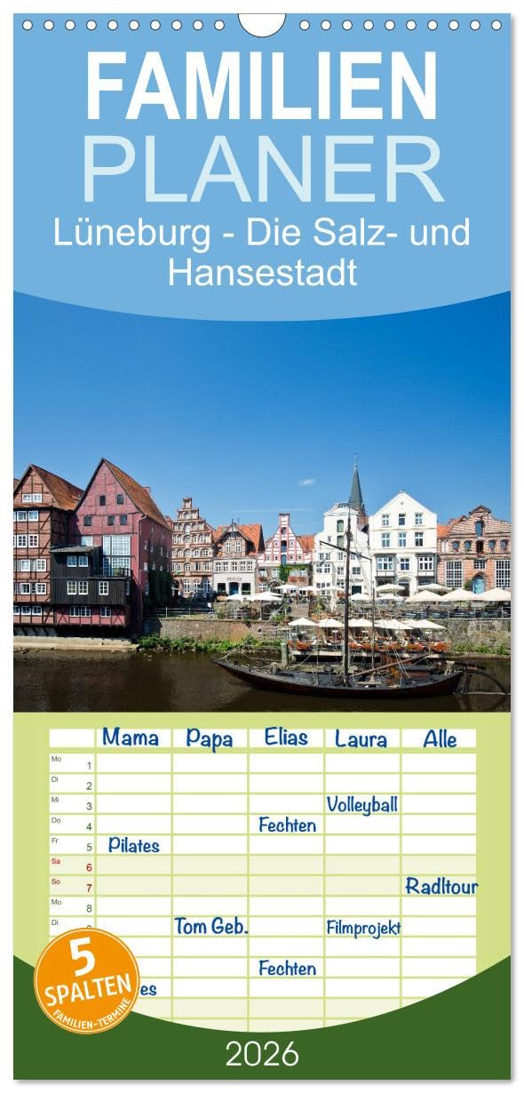 Familienplaner 2026 - Lüneburg - Die Salz- und Hansestadt mit 5 Spalten (Wandkalender, 21 cm x 45 cm), CALVENDO Film, Art & Culture