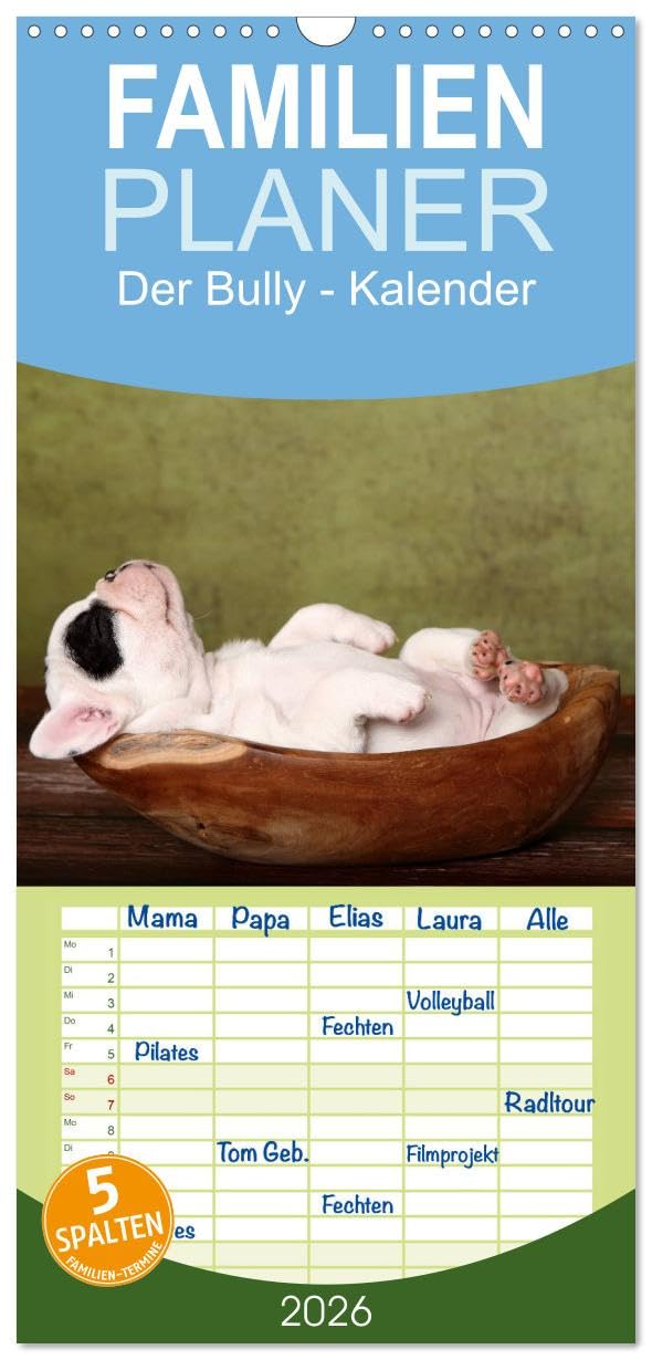 Familienplaner 2026 - Der Bully - Kalender Familienplaner hoch mit 5 Spalten (Wandkalender, 21 cm x 45 cm), CALVENDO Natural Sciences