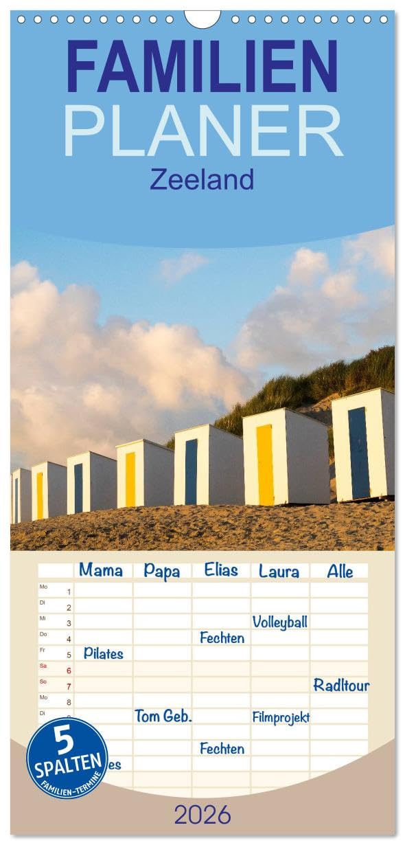 Familienplaner 2026 - Zeeland mit 5 Spalten (Wandkalender, 21 cm x 45 cm), CALVENDO Leisure, Home & Garden