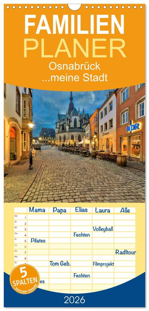 Familienplaner 2026 - Osnabrück ...meine Stadt mit 5 Spalten (Wandkalender, 21 cm x 45 cm), CALVENDO Leisure, Home & Garden
