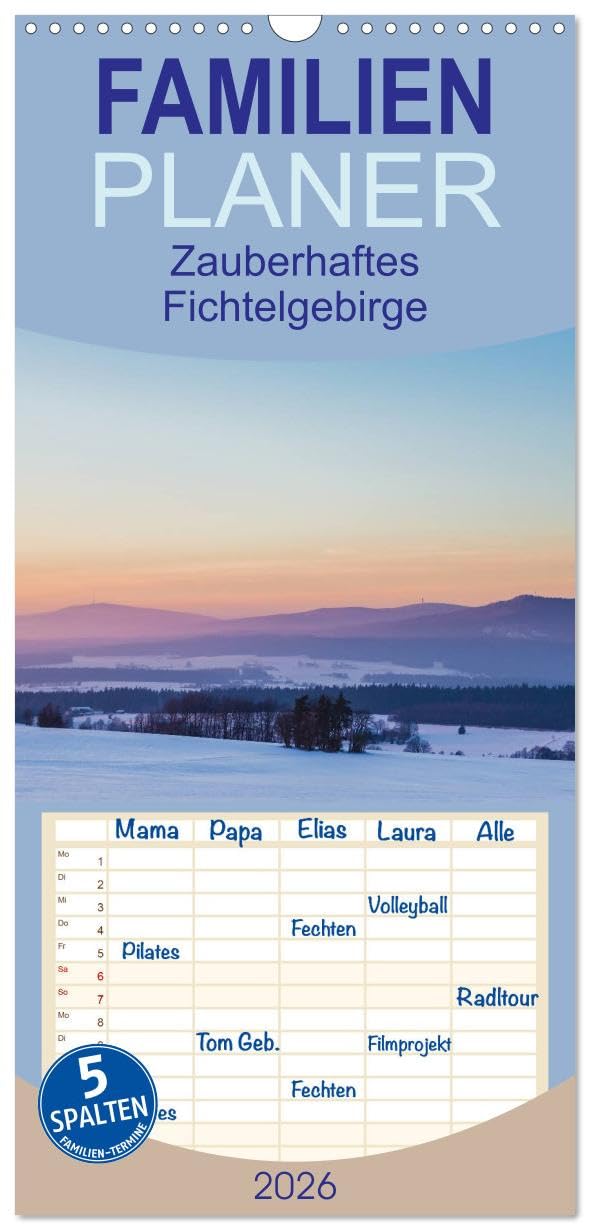 Familienplaner 2026 - Zauberhaftes Fichtelgebirge mit 5 Spalten (Wandkalender, 21 cm x 45 cm), CALVENDO Leisure, Home & Garden