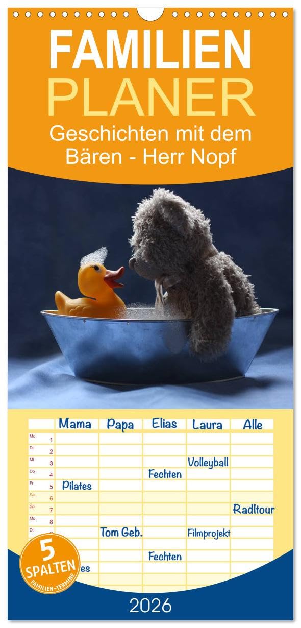 Familienplaner 2026 - Bärentraum mit 5 Spalten (Wandkalender, 21 cm x 45 cm), CALVENDO Leisure, Home & Garden