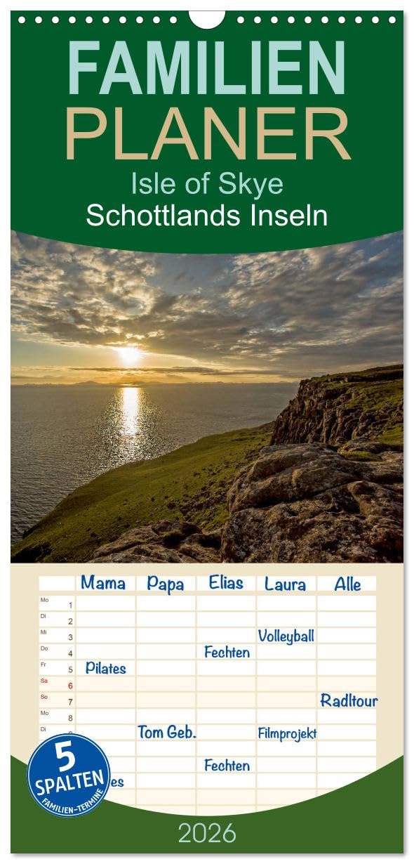 Familienplaner 2026 - Isle of Skye - Schottlands Inseln mit 5 Spalten (Wandkalender, 21 cm x 45 cm), CALVENDO Leisure, Home & Garden