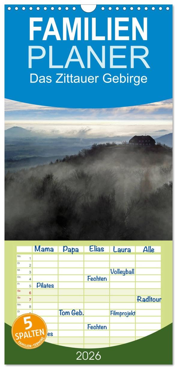 Familienplaner 2026 - Das Zittauer Gebirge - mit 5 Spalten (Wandkalender, 21 cm x 45 cm), CALVENDO Calendars