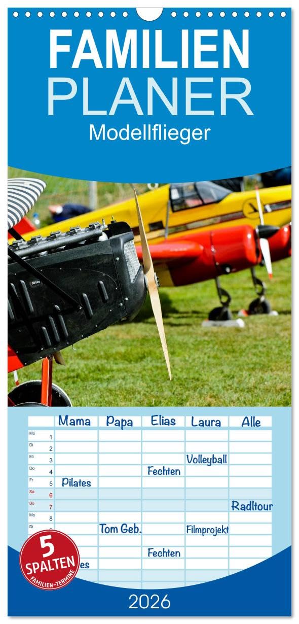 Familienplaner 2026 - Modellflieger mit 5 Spalten (Wandkalender, 21 cm x 45 cm), CALVENDO Leisure, Home & Garden