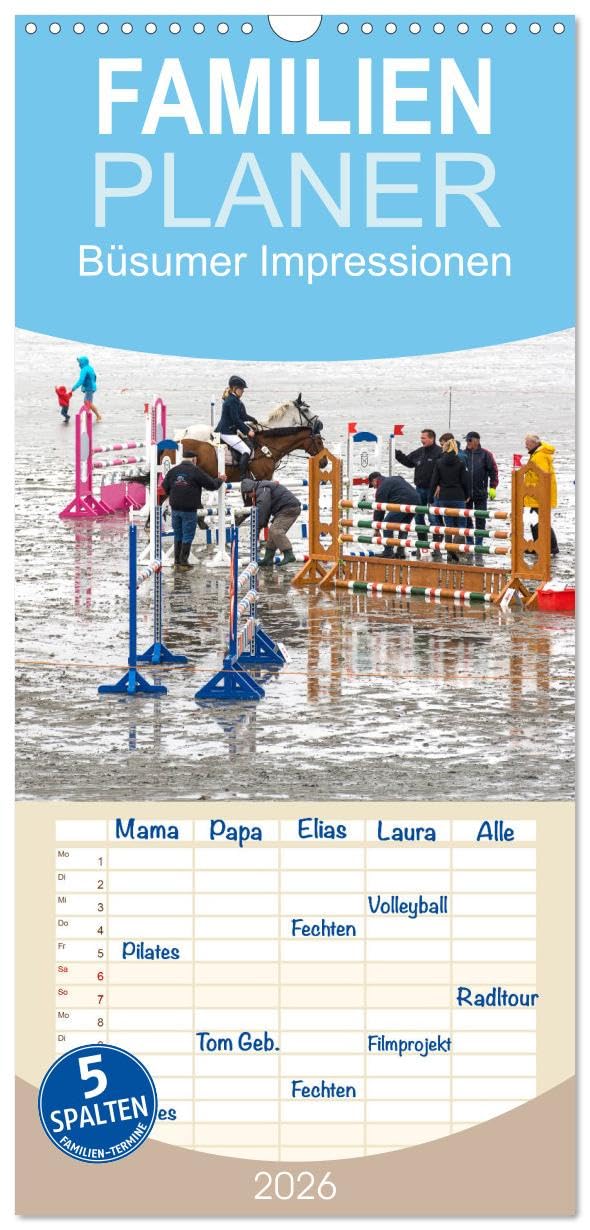 Familienplaner 2026 - Büsumer Impressionen mit 5 Spalten (Wandkalender, 21 cm x 45 cm), CALVENDO Calendars