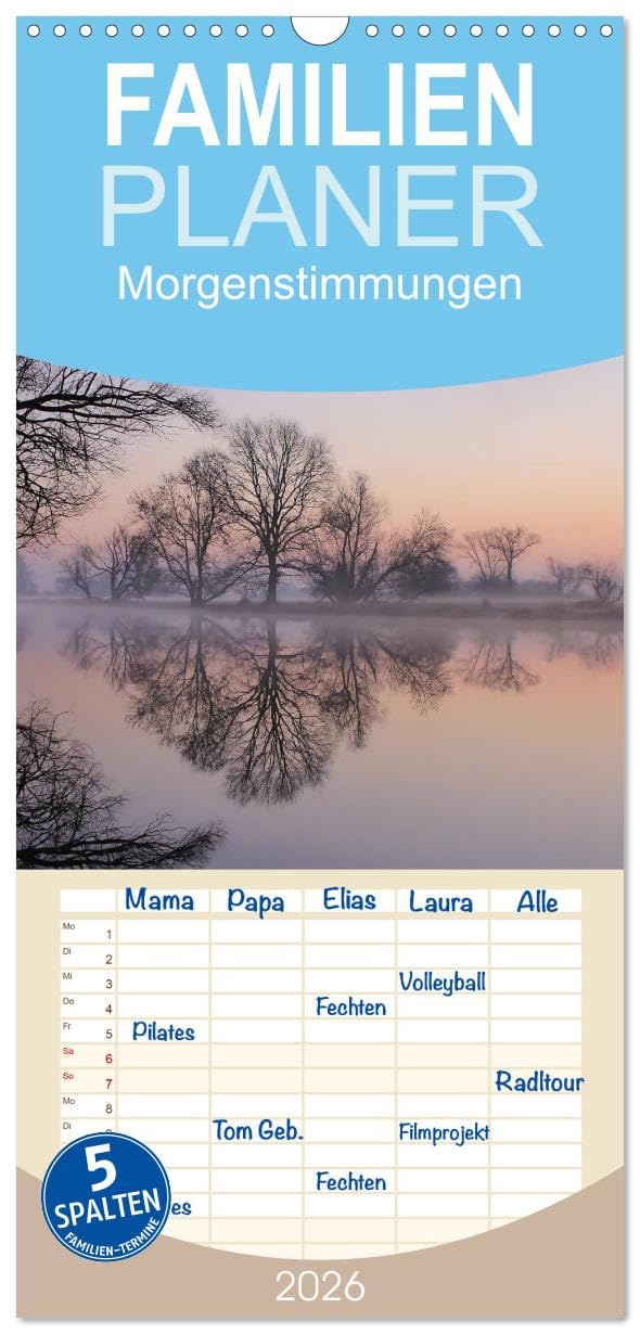 Familienplaner 2026 - Morgenstimmungen 2026 mit 5 Spalten (Wandkalender, 21 cm x 45 cm), CALVENDO Social Sciences