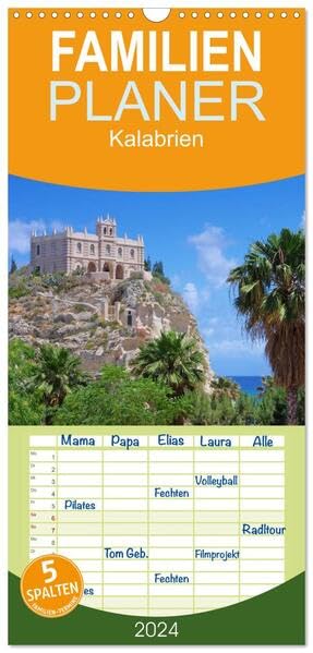 Familienplaner 2026 - Kalabrien mit 5 Spalten (Wandkalender, 21 x 45 cm) CALVENDO: 12 Bilder der Stiefelspitze Italiens begleiten Sie mit diesem ... Landschaften und Küsten ab. (CALVENDO Orte) Leisure, Home & Garden