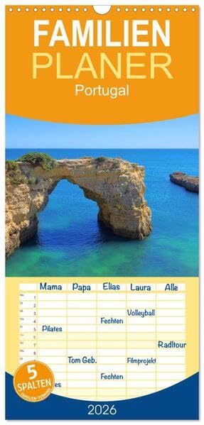 Familienplaner 2026 - Portugal mit 5 Spalten (Wandkalender, 21 x 45 cm) CALVENDO: Dieser Fotokalender führt Sie zu vielen Highlights in dem Land am ... Bildern entführen. (CALVENDO Orte) Leisure, Home & Garden